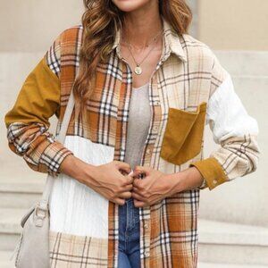 Plaid Patchwork Shirt Jacket